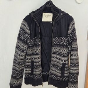 Abercrombie & Fitch Women's Zip-Up Jacket in Black and Gray